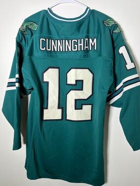 Vintage Mitchell & Ness Teal Cunningham #12 Philadelphia Eagles Football Jersey